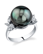 Tahitian South Sea Pearl & Diamond Floral Ring