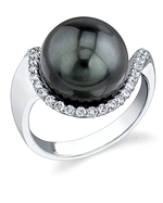 12mm Tahitian Pearl & Diamond Swing Ring