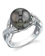 Tahitian Pearl & Diamond Infinity Ring