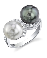 Two-Pearl South Sea Diamond Ring