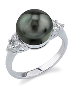 Light Green Tahitian Pearl & Diamond Sea Breeze Ring