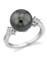Tahitian Pearl & Diamond Loop Ring