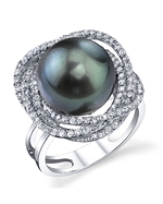 Tahitian Pearl & Diamond Braided Ring