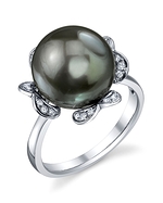 Tahitian Pearl & Diamond Shelly Ring