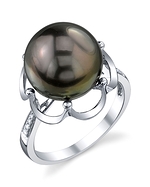 Tahitian South Sea Pearl & Diamond Virginia Ring