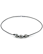 Tahitian Triple Baroque Pearl Leather Necklace