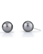 9mm Silver Tahitian South Sea Pearl Stud Earrings