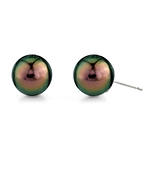10mm Ultra Peacock Green Tahitian South Sea Pearl Stud Earrings