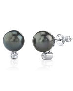Tahitian Pearl Diamond Stud Earrings- Various Colors