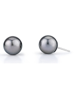 8mm Silver Tahitian South Sea Pearl Stud Earrings