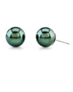 9mm Green Tahitian South Sea Pearl Stud Earrings