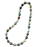 Stunning Tahitian & Diamond Pearl Necklace - AAAA Quality