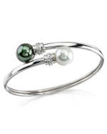 White Gold & Diamond South Sea Bangle Pearl Bracelet