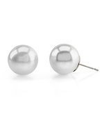 9mm White Australian South Sea Pearl Stud Earrings - AAAA Quality
