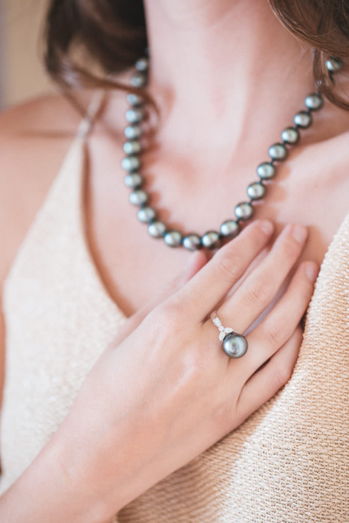The Pearl Source Grey Pearl Necklace and Ring Set