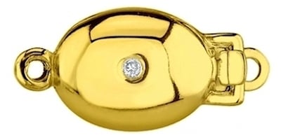 Yellow Gold Diamond Solitaire Clasp from the Pearl Source