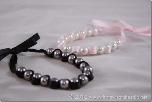 diy pearl ribbon bracelets