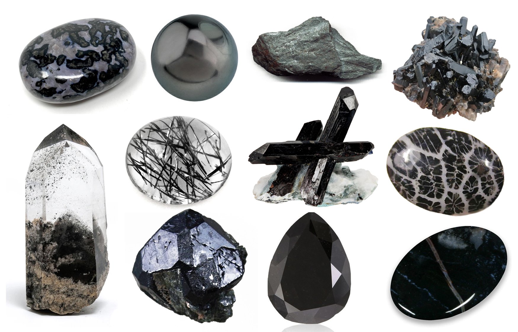 Гидротермальные драгоценные камни черные. Gem Stone Black. Silver Stoune. List of Black Gemstones.