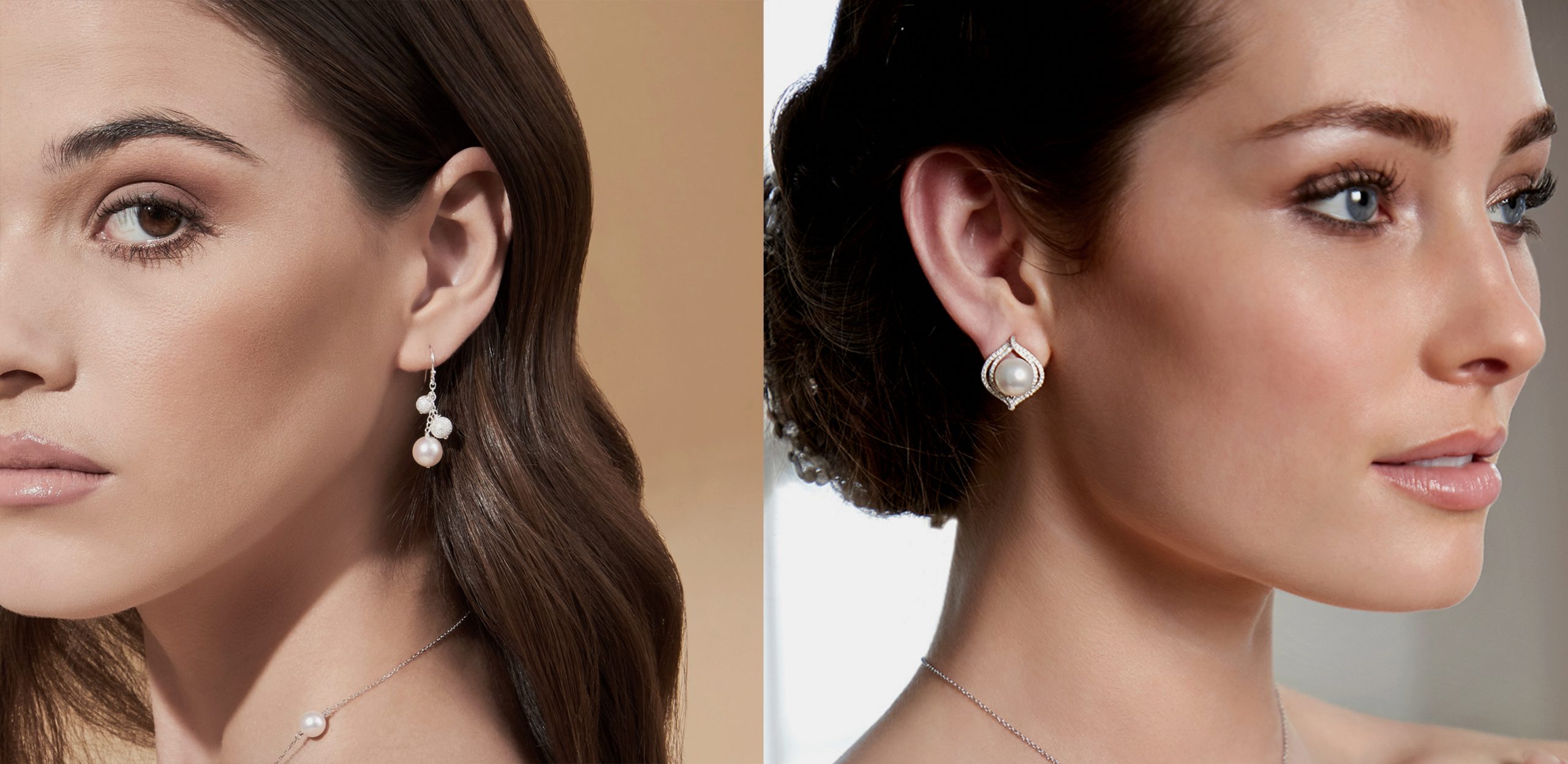Small White Pearl and Rhinestone Dangle Wedding Earrings | Bridal Earrings  | L&M Bling - lmbling