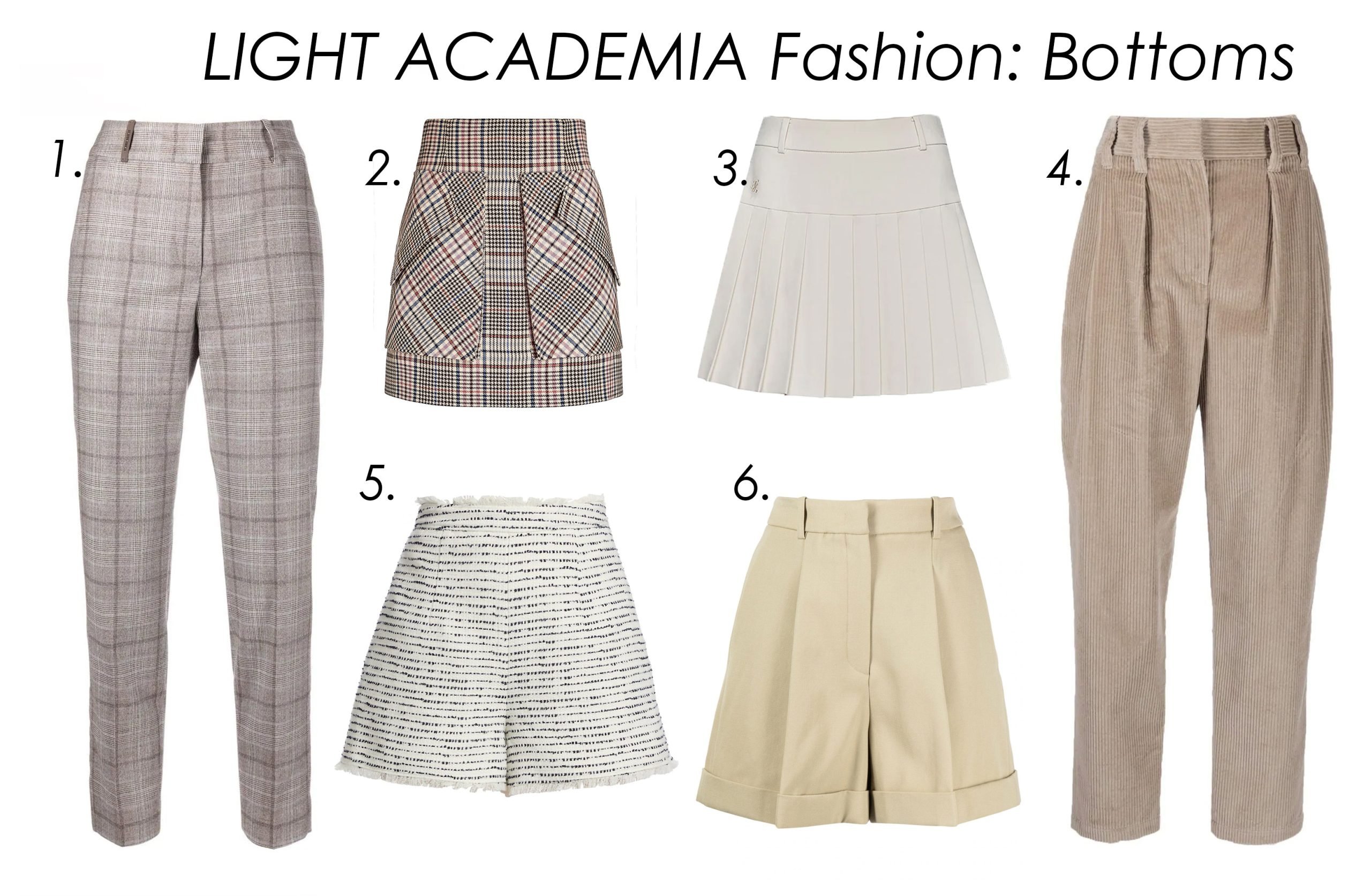 Light Academia Outfits - Skirt, Pants, Shorts