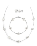 14K Gold Japanese Akoya Pearl Tincup Necklace, Bracelet, Earrings Set