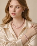 9.5-10.5mm Pink Freshwater Pearl Necklace - AAAA Quality - Secondary Image