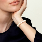 9.5-10.5mm White Freshwater Pearl Bracelet - AAA Quality - Model Image