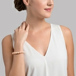 9.5-10.5mm Peach Freshwater Pearl Bracelet - AAAA Quality - Secondary Image