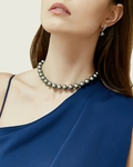 13-15mm Green Tahitian South Sea Pearl Necklace - AAA Quality - Model Image