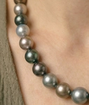 10-12mm Tahitian South Sea Pearl Multicolor Necklace - AAAA Quality - Secondary Image