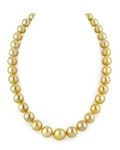 10-12mm Golden Round South Sea Pearl Necklace - AAA Quality