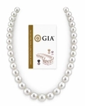 10-12mm White South Sea Round Pearl Necklace AAAA Quality - GIA Certified