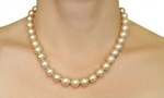 10.5-11.5mm Peach Freshwater Pearl Necklace- AAAA Quality - Model Image
