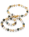 11-13mm Opera Length South Sea Multicolor Oval Pearl Necklace -  AAAA Quality - Model Image