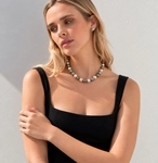 11-13mm Tahitian & Golden South Sea Pearl Necklace - Model Image