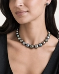 11-13mm Tahitian South Sea Multicolor Drop - Shape Pearl Necklace - Secondary Image