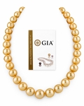 11-13mm Golden South Sea Pearl Necklace - GIA Certified