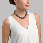 11-14mm Peacock Tahitian South Sea Pearl Necklace - AAA Quality - Model Image