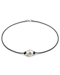 White South Sea Baroque Pearl Leather Necklace