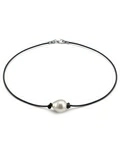 White South Sea Baroque Pearl Leather Necklace for Men