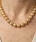 12-14mm Golden South Sea Oval Pearl Necklace - AAAA Quality - Secondary Image