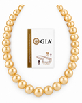 12-14mm Round Golden AAAA Quality South Sea Pearl Necklace - GIA Certified