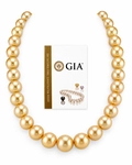 13-15mm Golden Round South Sea Pearl Necklace - GIA Certified