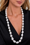 13-16mm Opera Length White Freshwater Baroque Pearl Necklace - AAA Quality - Model Image