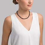 5.5-6.0mm Japanese Akoya Black Pearl Necklace- AA+ Quality - Third Image