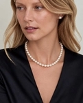 7.0-7.5mm Japanese Akoya White Choker Length Pearl Necklace - AA+ Quality - Secondary Image