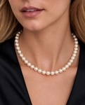 7.0-7.5mm Japanese Akoya White Choker Length Pearl Necklace - AA+ Quality - Model Image
