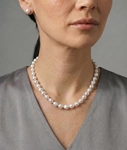 8.0-8.5mm Japanese Akoya Baroque Pearl Necklace - Model Image