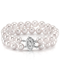 9.0-9.5mm Hanadama Akoya White Pearl Double Bracelet