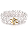 9.0-9.5mm Hanadama Akoya White Pearl Double Bracelet - Model Image
